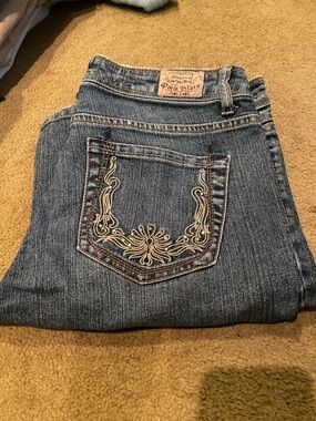 Paris Blues Jeans Denim 90’s Y2K Embroidery size 9 wide leg